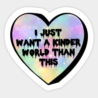 I Just Want A Kinder World Than This Rainbow Sky Star Candy Heart Sticker